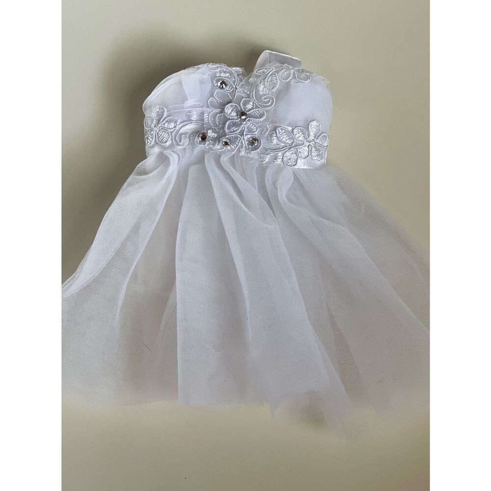 White Tulle Bustier Dress with Floral Appliqué for Champagne Glass - Super Cute
